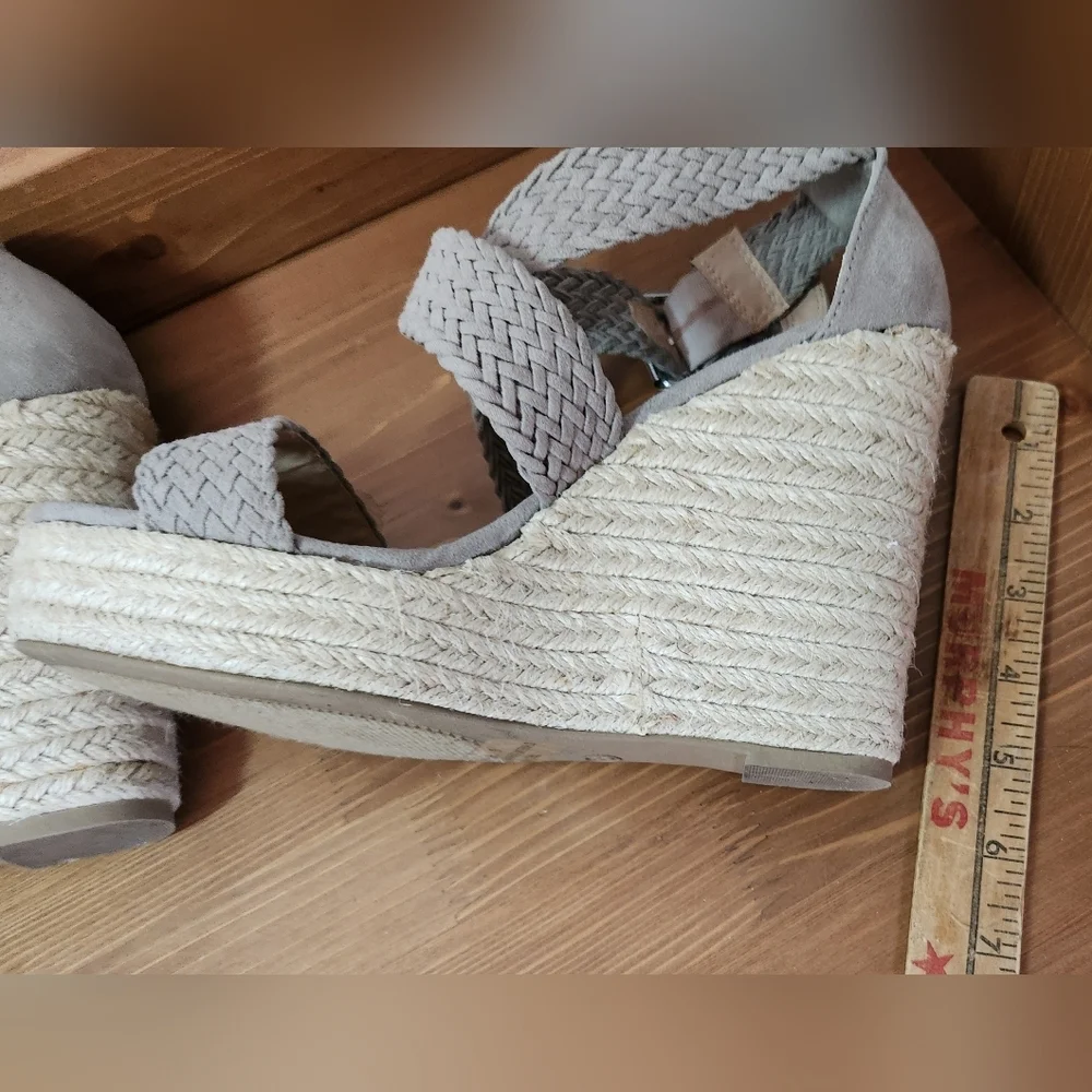 Charlotte Russe Tan Wedge Sandals with Ankle Wrap - Picture 9 of 13